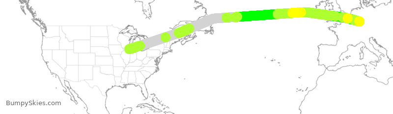 Turbulence forecast map for QTR8223, ORD to FRA