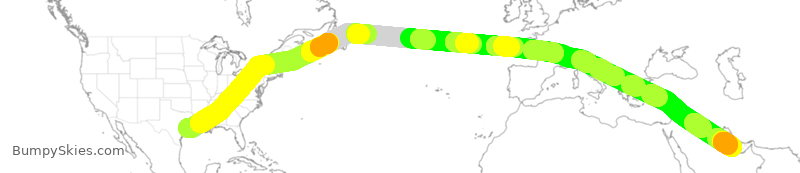 Turbulence forecast map for QTR8248, IAH to DOH