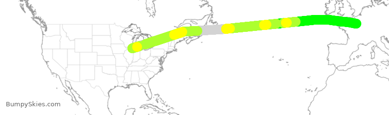 Turbulence forecast map for QTR8253, ORD to CDG