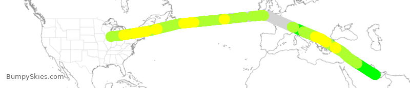 Turbulence forecast map for QTR8258, ORD to DOH