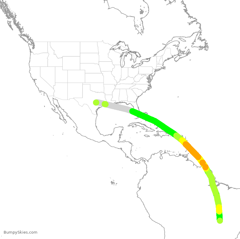 Turbulence forecast map for QTR8324, AUS to BBR