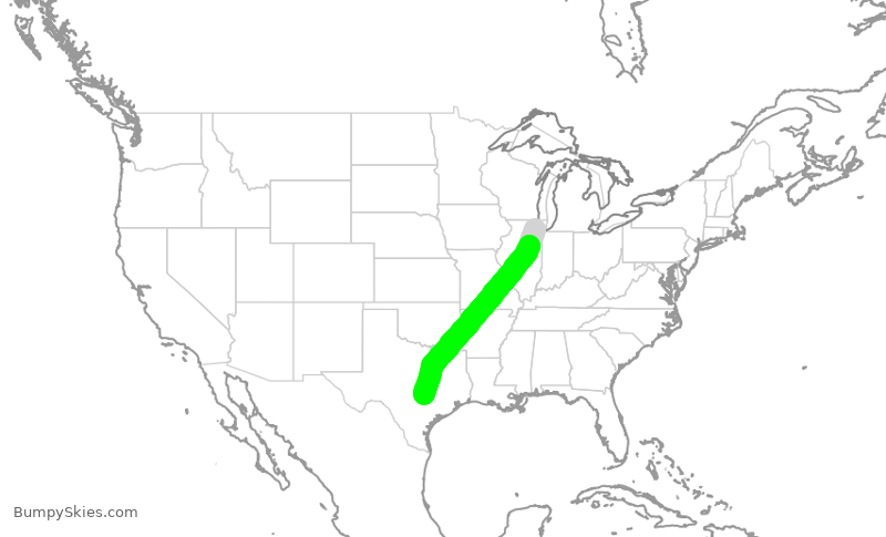 Turbulence forecast map for QTR8331, ORD to AUS