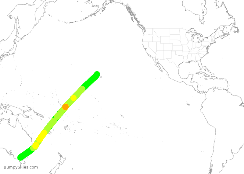 Turbulence forecast map for QTR8380, HNL to MEL