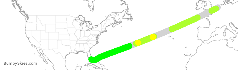 Turbulence forecast map for QTR8596, HAM to MIA