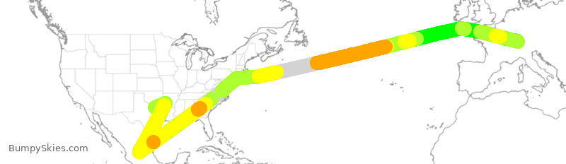 Turbulence forecast map for QTR8597, DFW to SZH