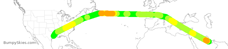 Turbulence forecast map for QTR86, IAH to DOH