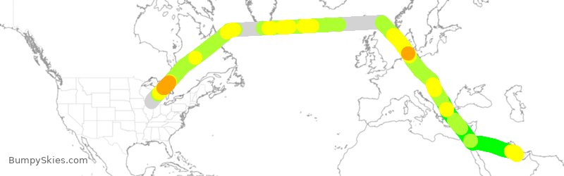 Turbulence forecast map for QTR87, ORD to DOH