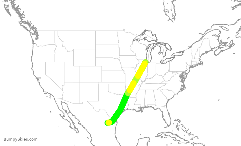 Turbulence forecast map for QTR8813, ORD to MMY