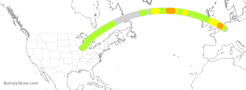 Turbulence forecast map for QTR8814, LGG to ORD