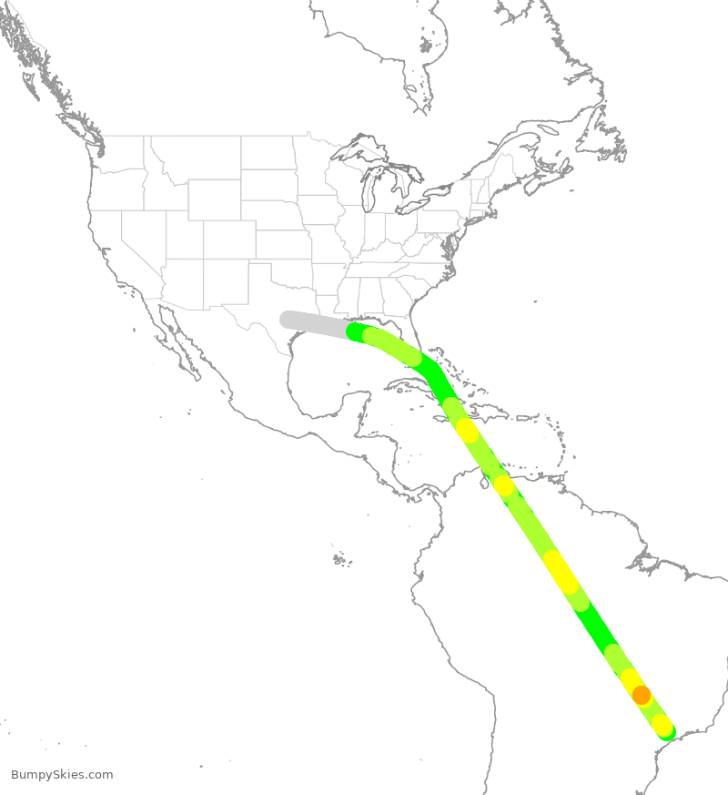 Turbulence forecast map for QTR8827, AUS to VCP