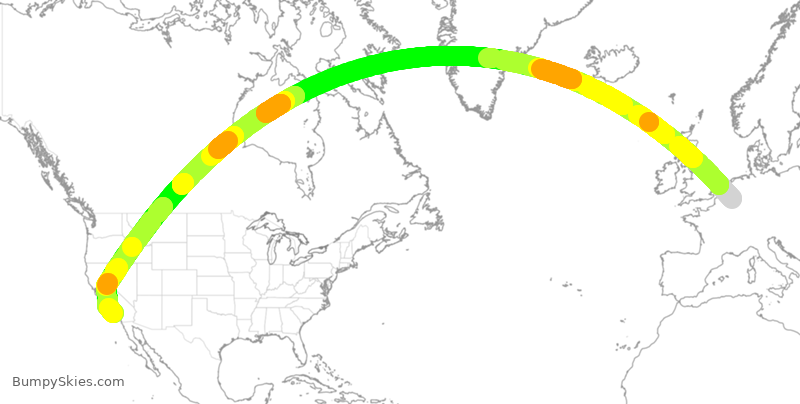 Turbulence forecast map for QTR8833, LGG to LAX