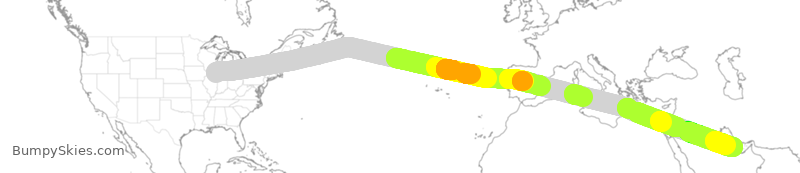 Turbulence forecast map for QTR8835, ORD to THH