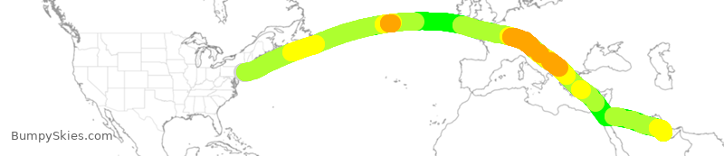 Turbulence forecast map for QTR8837, JFK to DOH