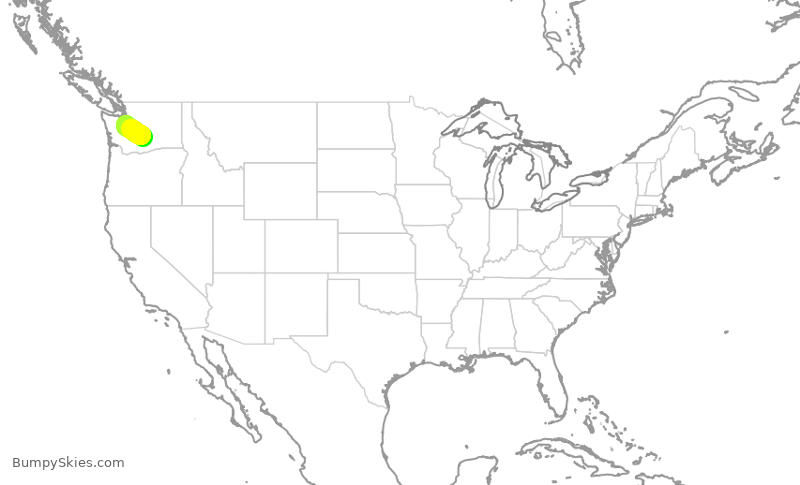 Turbulence forecast map for QXE2000, YKM to SEA