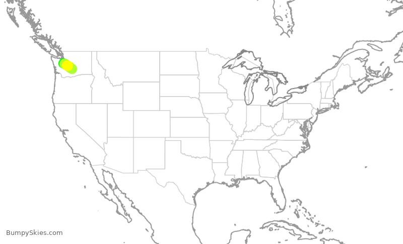 Turbulence forecast map for QXE2001, YKM to SEA