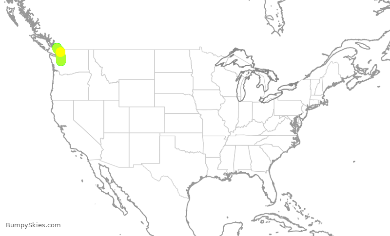 Turbulence forecast map for QXE2004, SEA to YVR