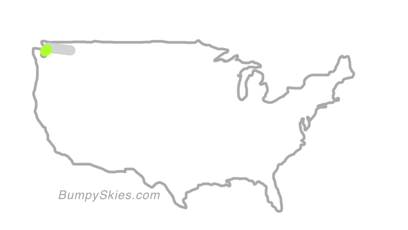 Map of continental US with illustrated flight path and turbulence forecast (described in text below)