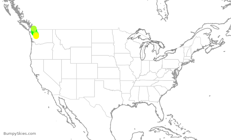 Turbulence forecast map for QXE2015, YVR to SEA