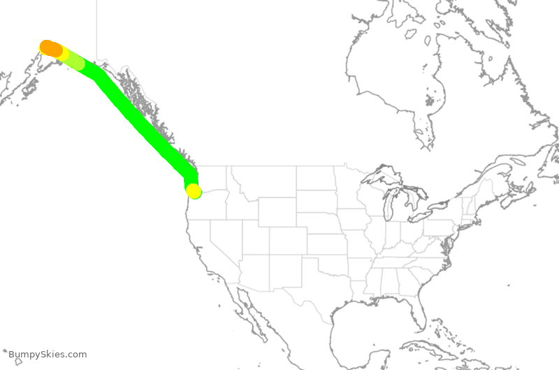 Turbulence forecast map for QXE2016, ANC to PDX