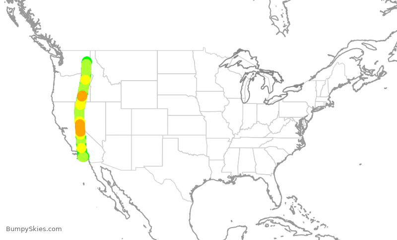 Turbulence forecast map for QXE2020, SNA to GEG