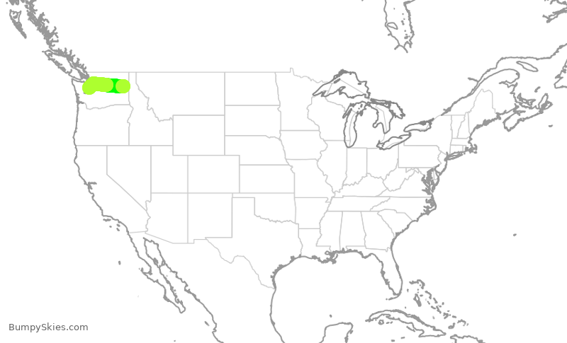 Turbulence forecast map for QXE2021, GEG to SEA