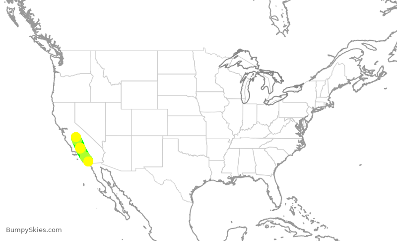 Turbulence forecast map for QXE2026, FAT to SAN