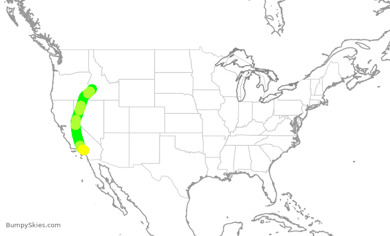 Turbulence forecast map for QXE2026, ONT to BOI
