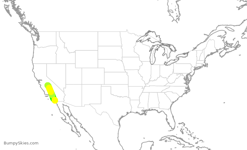 Turbulence forecast map for QXE2026, SAN to FAT