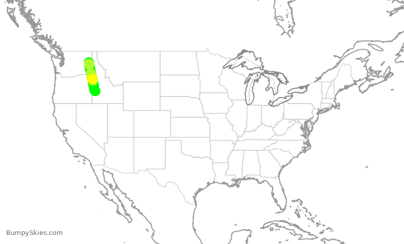 Turbulence forecast map for QXE2031, GEG to BOI