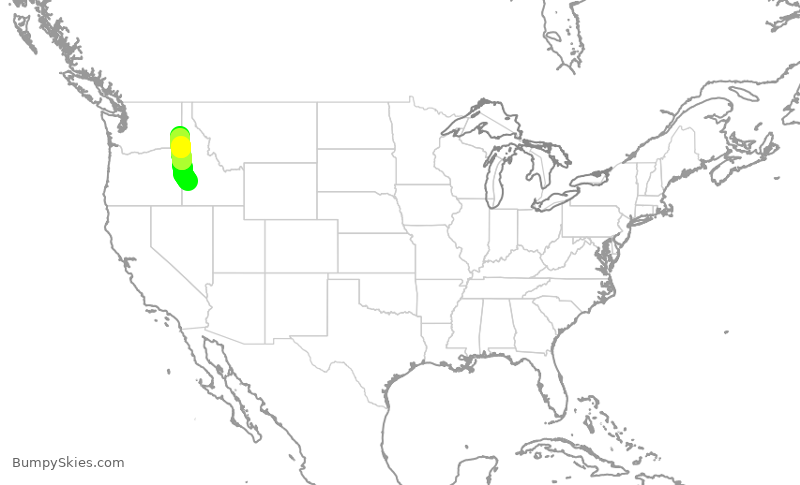 Turbulence forecast map for QXE2036, BOI to PUW