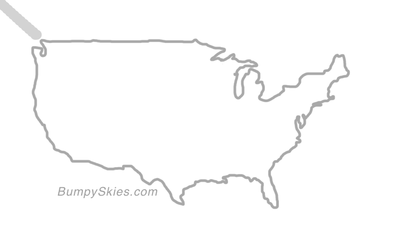 Map of continental US with illustrated flight path and turbulence forecast (described in text below)