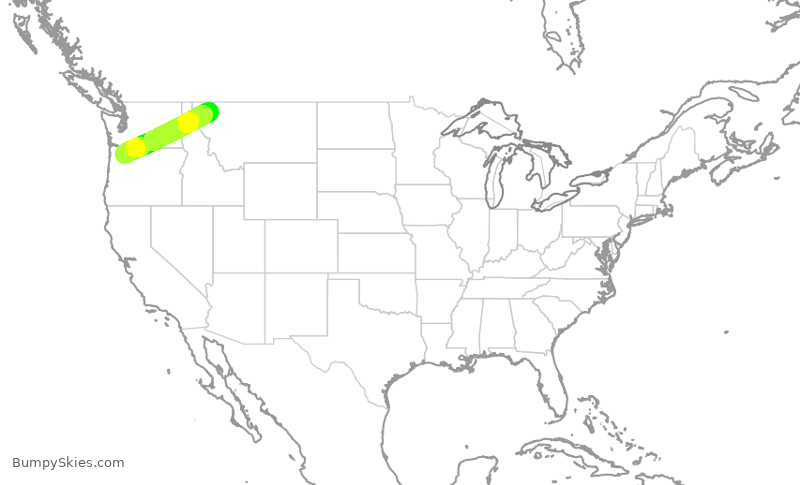 Turbulence forecast map for QXE2044, PDX to FCA