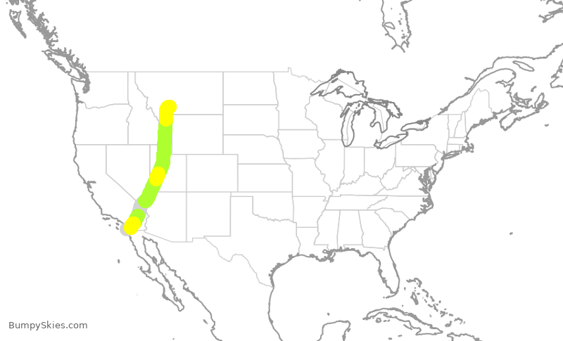 Turbulence forecast map for QXE2050, BZN to SAN