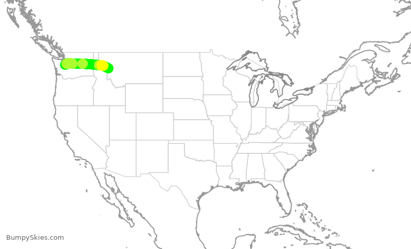 Turbulence forecast map for QXE2052, SEA to MSO