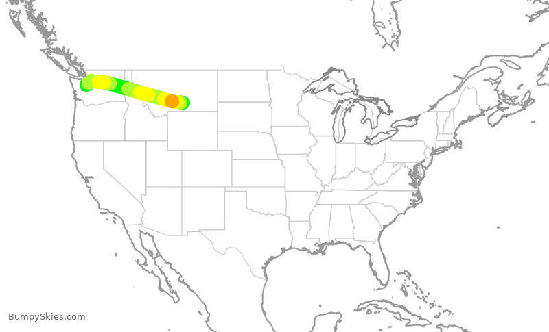 Turbulence forecast map for QXE2055, BIL to SEA