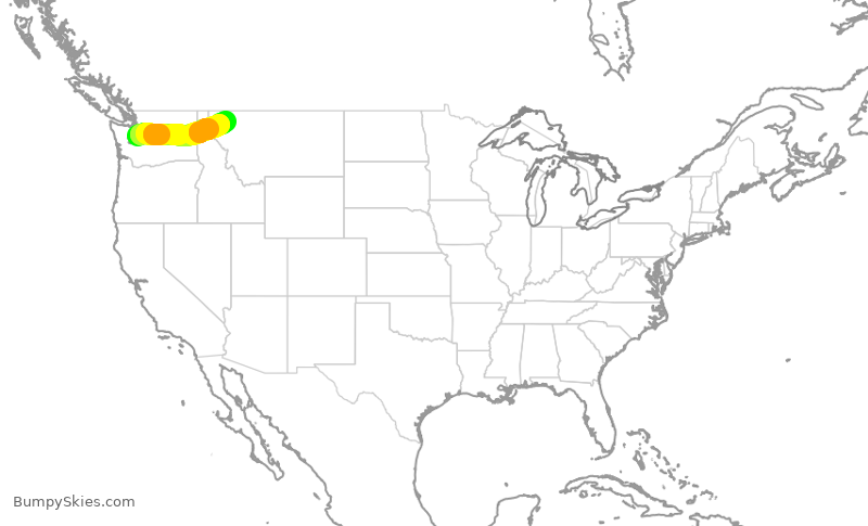 Turbulence forecast map for QXE2060, SEA to GPI