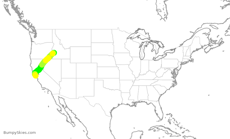 Turbulence forecast map for QXE2062, BOI to SFO
