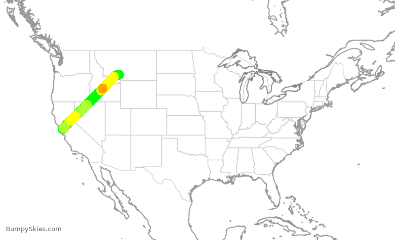 Turbulence forecast map for QXE2062, SFO to BZN