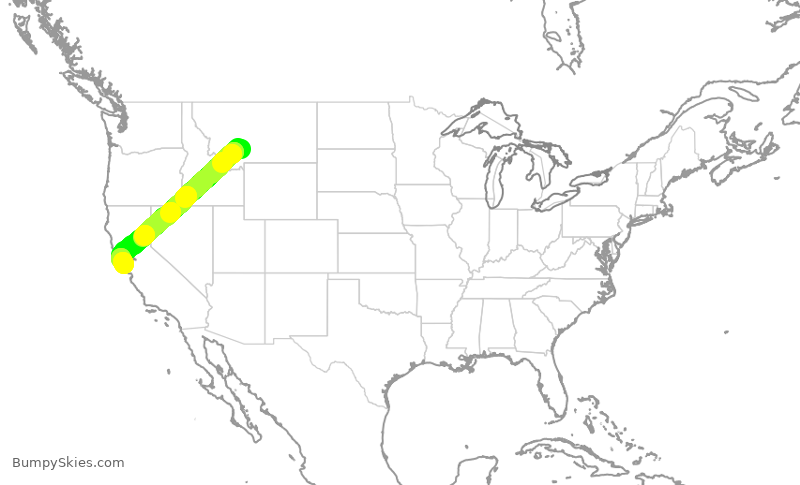 Turbulence forecast map for QXE2063, BZN to SFO