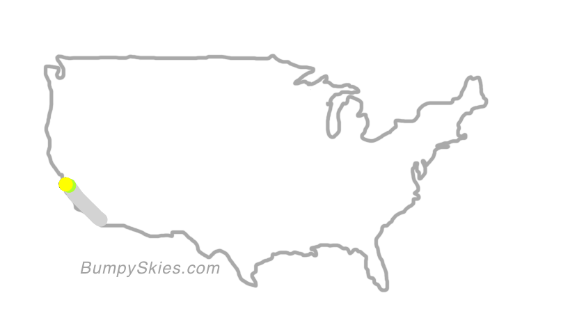 Map of continental US with illustrated flight path and turbulence forecast (described in text below)