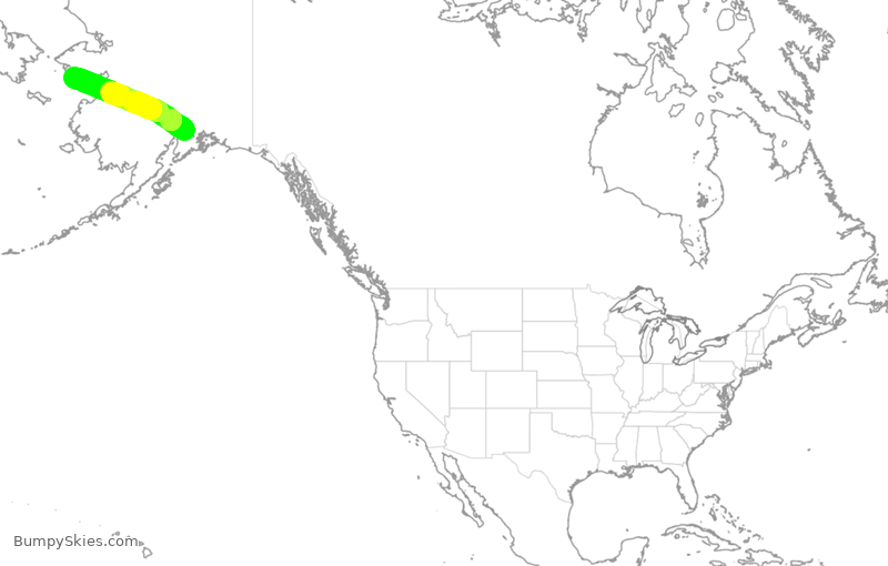Turbulence forecast map for QXE2073, ANC to OME