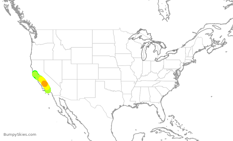 Turbulence forecast map for QXE2078, LAX to STS