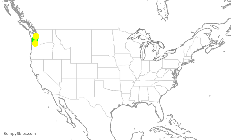 Turbulence forecast map for QXE2081, PDX to SEA