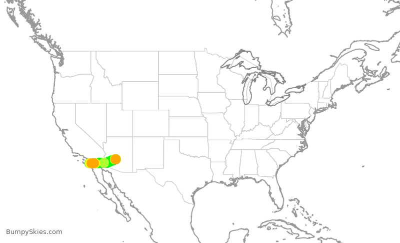 Turbulence forecast map for QXE2089, PHX to SAN