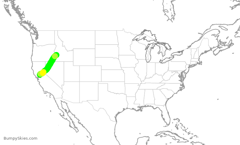 Turbulence forecast map for QXE2091, BOI to SMF