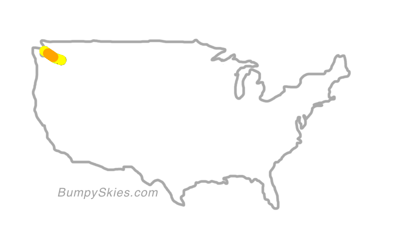 Map of continental US with illustrated flight path and turbulence forecast (described in text below)