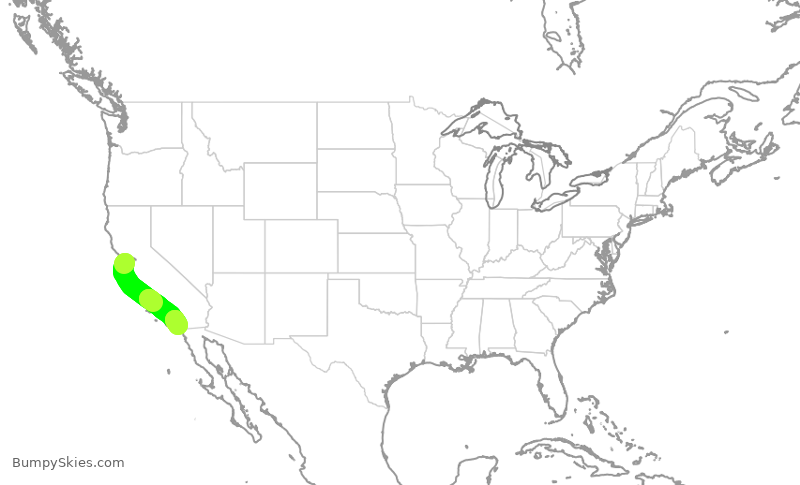 Turbulence forecast map for QXE2103, OAK to SAN