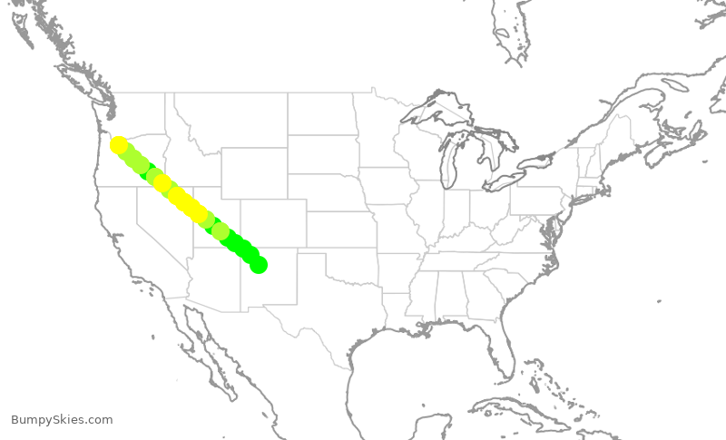 Turbulence forecast map for QXE2104, PDX to ABQ