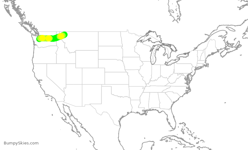 Turbulence forecast map for QXE2105, SEA to FCA