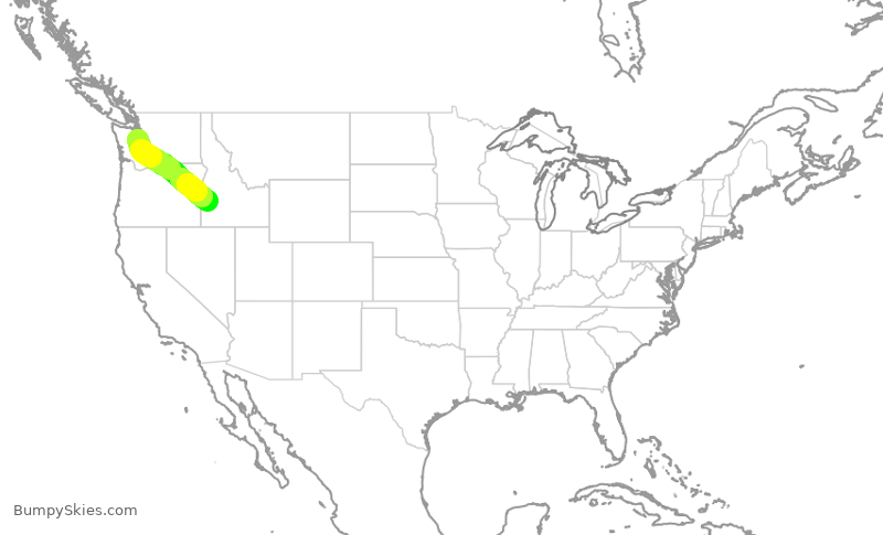 Turbulence forecast map for QXE2109, SEA to BOI